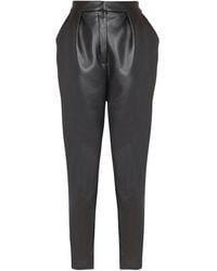 Balmain - Faux Leather High-Rise Slim Trousers - Lyst