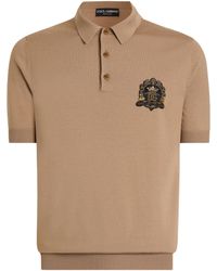Dolce & Gabbana - Virgin Wool Crest Polo Shirt - Lyst