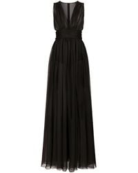 Dolce & Gabbana - Ruched V-neck Gown - Lyst