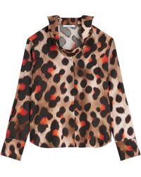 Givenchy - Silk Leopard Deconstructed Blouse - Lyst