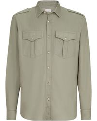 Brunello Cucinelli - Cotton Garment-Dyed Chevron Shirt - Lyst