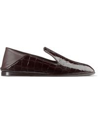 Jimmy Choo - Eliot Leather Croc-Embossed Slippers - Lyst