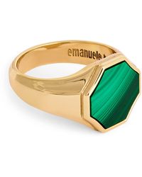 Emanuele Bicocchi - Plated Malachite Signet Ring - Lyst