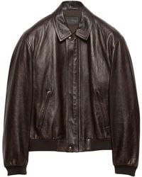 Prada - Nappa Leather Bomber Jacket - Lyst