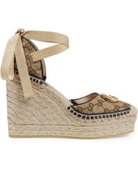 Gucci - Double G Wedge Sandals 120mm - Lyst