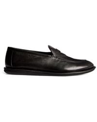 Giorgio Armani - Leather Monogram-Embroidered Loafers - Lyst