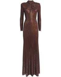 Self-Portrait - Rhinestone High-Neck Maxi Dress - Lyst