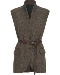Brunello Cucinelli - Wool-Blend Sleeveless Blazer - Lyst