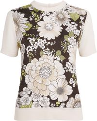 Tory Burch - Silk-Wool Floral T-Shirt - Lyst