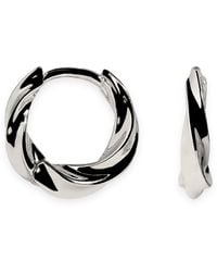 Astrid & Miyu - Rhodium-Plated Cosmic Twist Huggies - Lyst