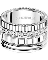 Boucheron - Large White Gold And Diamond Quatre Radiant Ring - Lyst