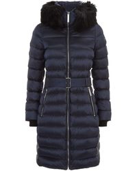 Burberry Belted Mid-length Puffer Coat - Blue
