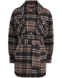 Maje - Wool-Blend Check Coat - Lyst