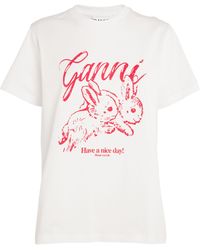 Ganni - Bunny Print T-shirt - Lyst