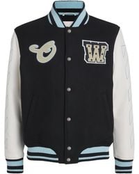Off-White c/o Virgil Abloh - Wool-Leather Logo Varsity Jacket - Lyst