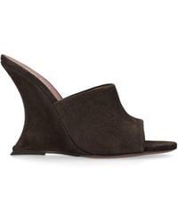 Paris Texas - Suede Nina Wedge Mules 105 - Lyst