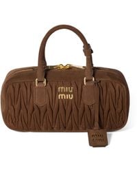 Miu Miu - Matelassé Suede Arcadie Top-Handle Bag - Lyst