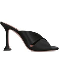 AMINA MUADDI - Embossed Satin Salma Heeled Mules 95 - Lyst