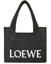 Loewe - X Paula's Ibiza Medium Logo-Print Raffia-Blend Top-Handle Bag - Lyst