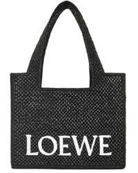 Loewe - X Paula's Ibiza Medium Logo-Print Raffia-Blend Top-Handle Bag - Lyst