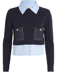 Sandro - Wool-Cashmere Poplin-Trim Sweater - Lyst