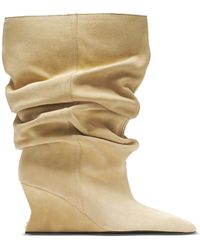 Balmain - Suede Wedge Ankle Boots 60 - Lyst