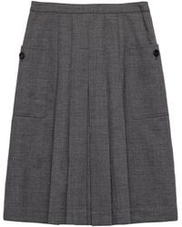 Prada - Wool Rush Pleated Midi Skirt - Lyst