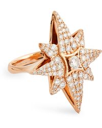 BeeGoddess - Rose Gold And Diamond Venus Star Ring (size 14) - Lyst