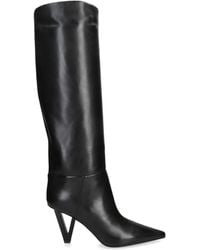 Versace - Leather V-Heel Knee-High Boots 85 - Lyst