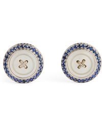 Tateossian - Stainless Steel And Sapphire Button Cufflinks - Lyst