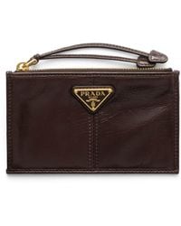Prada - Leather Zipped Card Holder - Lyst