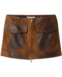 Miu Miu - Waxed Suede Mini Skirt - Lyst