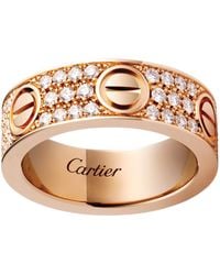 Cartier - Rose And Diamond-Paved Love Ring - Lyst