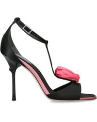 Roger Vivier - Satin Rose Heeled Sandals 100 - Lyst