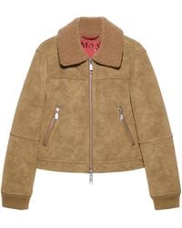 MAX&Co. - Faux Shearling Collar Aviator Coat - Lyst