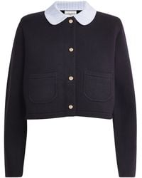 Claudie Pierlot - Cropped Collared Knitted Cardigan - Lyst