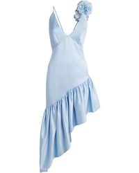 Sandro - Lyocell-Linen Asymmetric Ruffle Midi Dress - Lyst