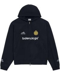 Balenciaga - Cotton Crest Oversized Zip-Up Hoodie - Lyst