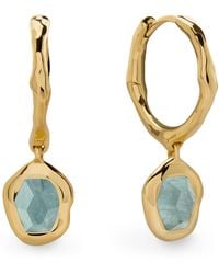 Monica Vinader - Vermeil And Aquamarine Odyssey Huggie Earrings - Lyst