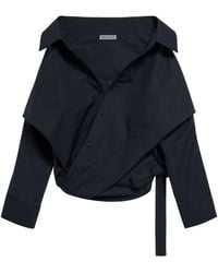 Balenciaga - Cotton Off-The-Shoulder Asymmetric Shirt - Lyst