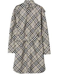 Burberry - Check Trench Coat Mini Dress - Lyst