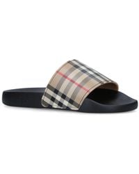 Burberry - Furley Check-print Rubber Sliders - Lyst