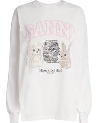 Ganni - Organic Cotton Printed T-Shirt - Lyst