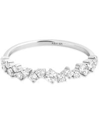 Astrid & Miyu - Rhodium-Plated Crystal Scatter Band Ring - Lyst
