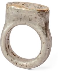 Parts Of 4 - Acid-treated Sterling Silver And Yellow Gold Roman Ring - Lyst