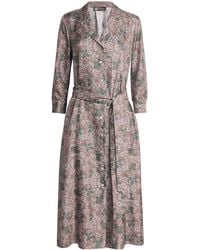 Colombo - Silk Printed Midi Shirt Dress - Lyst