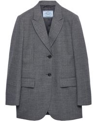 Prada - Single-Breasted Mélange Hopsack Blazer - Lyst