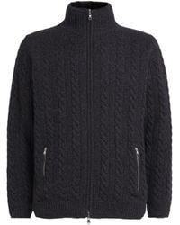 N.Peal Cashmere - Cashmere Rex Fur-Trim Cable-Knit Aspen Cardigan - Lyst