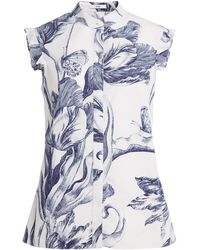 Erdem - Organic Cotton Sleeveless Floral Blouse - Lyst