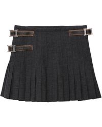 Prada - Wool Pleated Mini Skirt - Lyst